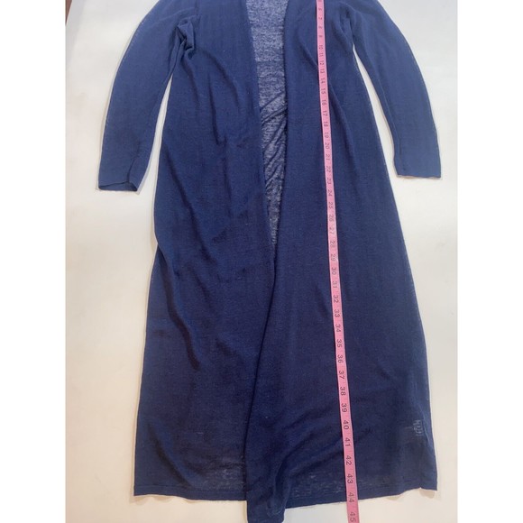 Eileen Fisher Sheer Hemp Open Duster Cardigan Navy Women's Petite Medium - Picture 3 of 7